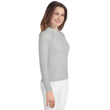 Girls Active Rash Guard – Solid Long Sleeve Youth Top for Martial Arts – Smoke