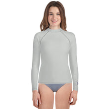 Girls Active Rash Guard – Solid Long Sleeve Youth Top for Martial Arts – Smoke