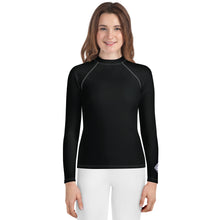 Girls Long Sleeve Rash Guard – Youth Fitness Top in Essential Colors – Noir