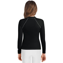 Girls Long Sleeve Rash Guard – Youth Fitness Top in Essential Colors – Noir