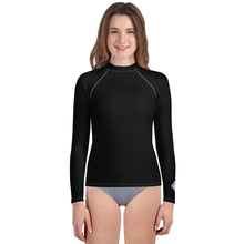 Girls Long Sleeve Rash Guard – Youth Fitness Top in Essential Colors – Noir