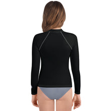 Girls Long Sleeve Rash Guard – Youth Fitness Top in Essential Colors – Noir