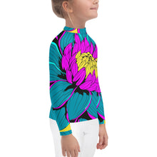 Girl's Pop Art BJJ Long Sleeve Rash Guards - Roy Lichtenstein Inspired Dahlia Print 001 BJJ Boxing Dahlia Exclusive Fitness Flower Girls Grappling Jiu-Jitsu Kids Long Sleeve Pop Art Rash Guard Running Striking Swimwear Unisex Yoga