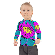 Girl's Pop Art BJJ Long Sleeve Rash Guards - Roy Lichtenstein Inspired Dahlia Print 001 BJJ Boxing Dahlia Exclusive Fitness Flower Girls Grappling Jiu-Jitsu Kids Long Sleeve Pop Art Rash Guard Running Striking Swimwear Unisex Yoga