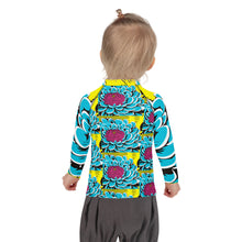 Girl's Pop Art BJJ Long Sleeve Rash Guards - Roy Lichtenstein Inspired Dahlia Print 002 Dahlia Exclusive Girls Kids Long Sleeve Rash Guard Swimwear