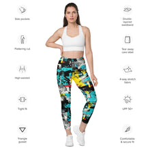 Island Strides: Women's Mile After Mile Tropical Thunder Running Leggings Exclusive Leggings Pockets Running Tights Womens