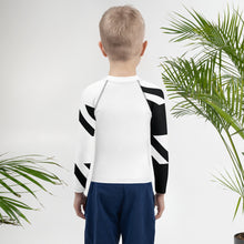 Kid's Boys Long Sleeve BJJ Rash Guard - Houndstooth 001 Blanc Boys Exclusive Houndstooth Kids Long Sleeve Rash Guards