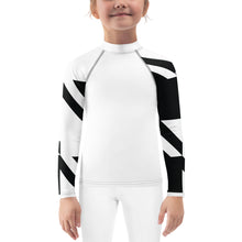 Kid's Girls Long Sleeve BJJ Rash Guard - Houndstooth 001 Blanc Exclusive Girls Houndstooth Kids Long Sleeve Rash Guards Swimwear
