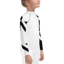 Kid's Girls Long Sleeve BJJ Rash Guard - Houndstooth 001 Blanc Exclusive Girls Houndstooth Kids Long Sleeve Rash Guards Swimwear