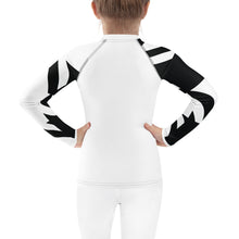 Kid's Girls Long Sleeve BJJ Rash Guard - Houndstooth 001 Blanc Exclusive Girls Houndstooth Kids Long Sleeve Rash Guards Swimwear