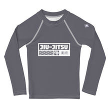 Kid's Boys Long Sleeve BJJ Rash Guard Jiu-Jitsu 019 - Charcoal Boys Exclusive Jiu-Jitsu Kids Long Sleeve Rash Guard