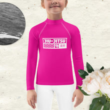 Kid's Girls Long Sleeve BJJ Rash Guard Jiu-Jitsu 003 - Hollywood Cerise Exclusive Girls Jiu-Jitsu Kids Long Sleeve Rash Guard