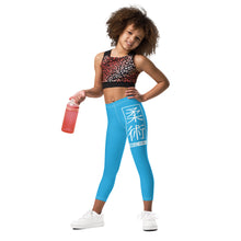 Kids' Girls Yoga Pants Workout Leggings Jiu-Jitsu 005 - Cyan Exclusive Girls Jiu-Jitsu Kids Leggings