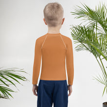 Little Trendsetter: Boys' Solid Color Long Sleeve Rash Guards - Raw Sienna Boys Exclusive Kids Long Sleeve Rash Guard Solid Color