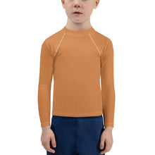Little Trendsetter: Boys' Solid Color Long Sleeve Rash Guards - Raw Sienna Boys Exclusive Kids Long Sleeve Rash Guard Solid Color