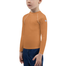Little Trendsetter: Boys' Solid Color Long Sleeve Rash Guards - Raw Sienna Boys Exclusive Kids Long Sleeve Rash Guard Solid Color