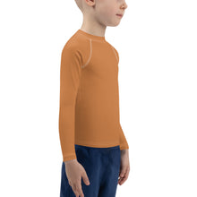 Little Trendsetter: Boys' Solid Color Long Sleeve Rash Guards - Raw Sienna Boys Exclusive Kids Long Sleeve Rash Guard Solid Color