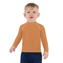 Little Trendsetter: Boys' Solid Color Long Sleeve Rash Guards - Raw Sienna Boys Exclusive Kids Long Sleeve Rash Guard Solid Color