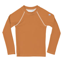 Little Trendsetter: Boys' Solid Color Long Sleeve Rash Guards - Raw Sienna Boys Exclusive Kids Long Sleeve Rash Guard Solid Color