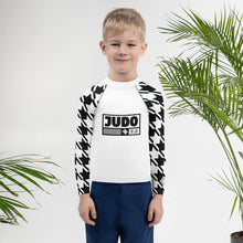 Master Your Moves: Houndstooth Long Sleeve BJJ Rash Guard for Boys Boys Exclusive Houndstooth Kids Long Sleeve Rash Guard