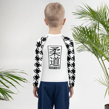 Master Your Moves: Houndstooth Long Sleeve BJJ Rash Guard for Boys Boys Exclusive Houndstooth Kids Long Sleeve Rash Guard
