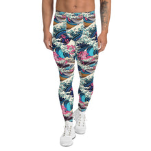 Men's Athletic Leggings - The Great Wave Sakura 002 Exclusive Great Wave Kanagawa Leggings Mens Pants trousers