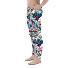 Men's Athletic Leggings - The Great Wave Sakura 002 Exclusive Great Wave Kanagawa Leggings Mens Pants trousers