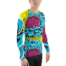 Men's BJJ Long Sleeve Rash Guards: Unique Roy Lichtenstein Dahlia Design for High-Intensity Training 002 BJJ Boxing Dahlia Exclusive Fitness Flower Grappling Jiu-Jitsu Long Sleeve Mens Muay Thai Pop Art Rash Guard Running Striking Swimwear Yoga