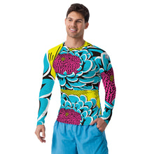 Men's BJJ Long Sleeve Rash Guards: Unique Roy Lichtenstein Dahlia Design for High-Intensity Training 002 BJJ Boxing Dahlia Exclusive Fitness Flower Grappling Jiu-Jitsu Long Sleeve Mens Muay Thai Pop Art Rash Guard Rash Guards Running Striking Swimwear Yoga