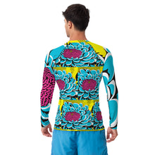 Men's BJJ Long Sleeve Rash Guards: Unique Roy Lichtenstein Dahlia Design for High-Intensity Training 002 BJJ Boxing Dahlia Exclusive Fitness Flower Grappling Jiu-Jitsu Long Sleeve Mens Muay Thai Pop Art Rash Guard Rash Guards Running Striking Swimwear Yoga