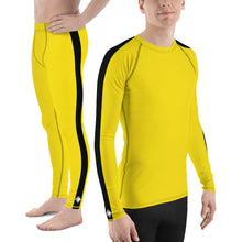 Iconic Tribute: Men's Bruce Lee Game of Death Inspired Rash Guard and Leggings Set Athletic Leggings Bruce Lee Exclusive Kit Leggings Long Sleeve Mens Rash Guard trousers