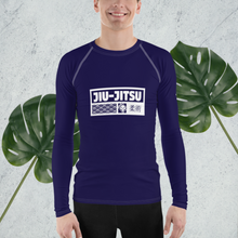 Mens Long Sleeve BJJ Rash Guard - Jiu-Jitsu 001 - Midnight Blue BJJ Exclusive Jiu-Jitsu Long Sleeve Mens Rash Guard
