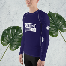 Mens Long Sleeve BJJ Rash Guard - Jiu-Jitsu 001 - Midnight Blue BJJ Exclusive Jiu-Jitsu Long Sleeve Mens Rash Guard
