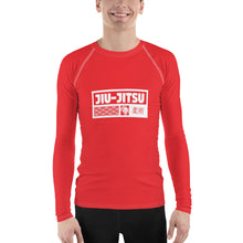 Mens Long Sleeve BJJ Rash Guard - Jiu-Jitsu 002 - Scarlet BJJ Exclusive Jiu-Jitsu Long Sleeve Mens Rash Guard