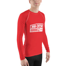 Mens Long Sleeve BJJ Rash Guard - Jiu-Jitsu 002 - Scarlet BJJ Exclusive Jiu-Jitsu Long Sleeve Mens Rash Guard