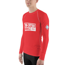 Mens Long Sleeve BJJ Rash Guard - Jiu-Jitsu 002 - Scarlet BJJ Exclusive Jiu-Jitsu Long Sleeve Mens Rash Guard