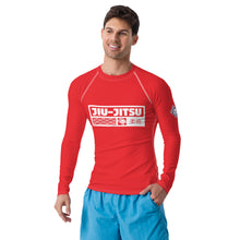 Mens Long Sleeve BJJ Rash Guard - Jiu-Jitsu 002 - Scarlet BJJ Exclusive Jiu-Jitsu Long Sleeve Mens Rash Guard
