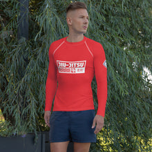 Mens Long Sleeve BJJ Rash Guard - Jiu-Jitsu 002 - Scarlet BJJ Exclusive Jiu-Jitsu Long Sleeve Mens Rash Guard