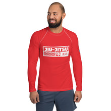 Mens Long Sleeve BJJ Rash Guard - Jiu-Jitsu 002 - Scarlet BJJ Exclusive Jiu-Jitsu Long Sleeve Mens Rash Guard