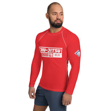 Mens Long Sleeve BJJ Rash Guard - Jiu-Jitsu 002 - Scarlet BJJ Exclusive Jiu-Jitsu Long Sleeve Mens Rash Guard
