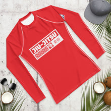 Mens Long Sleeve BJJ Rash Guard - Jiu-Jitsu 002 - Scarlet BJJ Exclusive Jiu-Jitsu Long Sleeve Mens Rash Guard