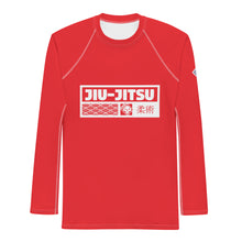 Mens Long Sleeve BJJ Rash Guard - Jiu-Jitsu 002 - Scarlet BJJ Exclusive Jiu-Jitsu Long Sleeve Mens Rash Guard