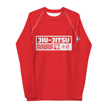 Mens Long Sleeve BJJ Rash Guard - Jiu-Jitsu 002 - Scarlet BJJ Exclusive Jiu-Jitsu Long Sleeve Mens Rash Guard