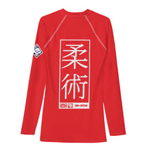 Mens Long Sleeve BJJ Rash Guard - Jiu-Jitsu 002 - Scarlet BJJ Exclusive Jiu-Jitsu Long Sleeve Mens Rash Guard