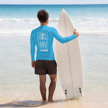 Mens Long Sleeve BJJ Rash Guard - Jiu-Jitsu 006 - Cyan BJJ Exclusive Jiu-Jitsu Jiujitsu Long Sleeve Mens Rash Guard