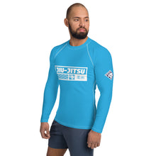 Mens Long Sleeve BJJ Rash Guard - Jiu-Jitsu 006 - Cyan BJJ Exclusive Jiu-Jitsu Jiujitsu Long Sleeve Mens Rash Guard