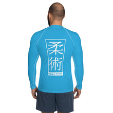 Mens Long Sleeve BJJ Rash Guard - Jiu-Jitsu 006 - Cyan BJJ Exclusive Jiu-Jitsu Jiujitsu Long Sleeve Mens Rash Guard