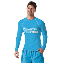 Mens Long Sleeve BJJ Rash Guard - Jiu-Jitsu 006 - Cyan BJJ Exclusive Jiu-Jitsu Jiujitsu Long Sleeve Mens Rash Guard