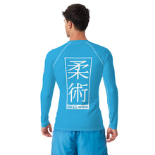 Mens Long Sleeve BJJ Rash Guard - Jiu-Jitsu 006 - Cyan BJJ Exclusive Jiu-Jitsu Jiujitsu Long Sleeve Mens Rash Guard