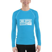 Mens Long Sleeve BJJ Rash Guard - Jiu-Jitsu 006 - Cyan BJJ Exclusive Jiu-Jitsu Jiujitsu Long Sleeve Mens Rash Guard